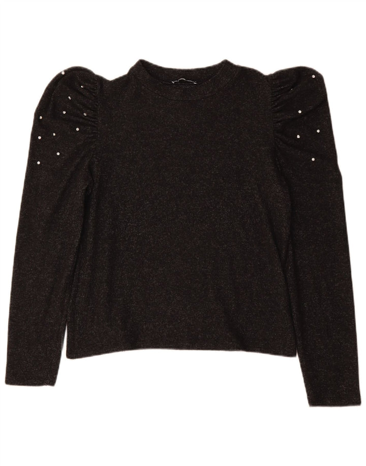 ZARA Damen Top Langarm UK 14 Large Grau
