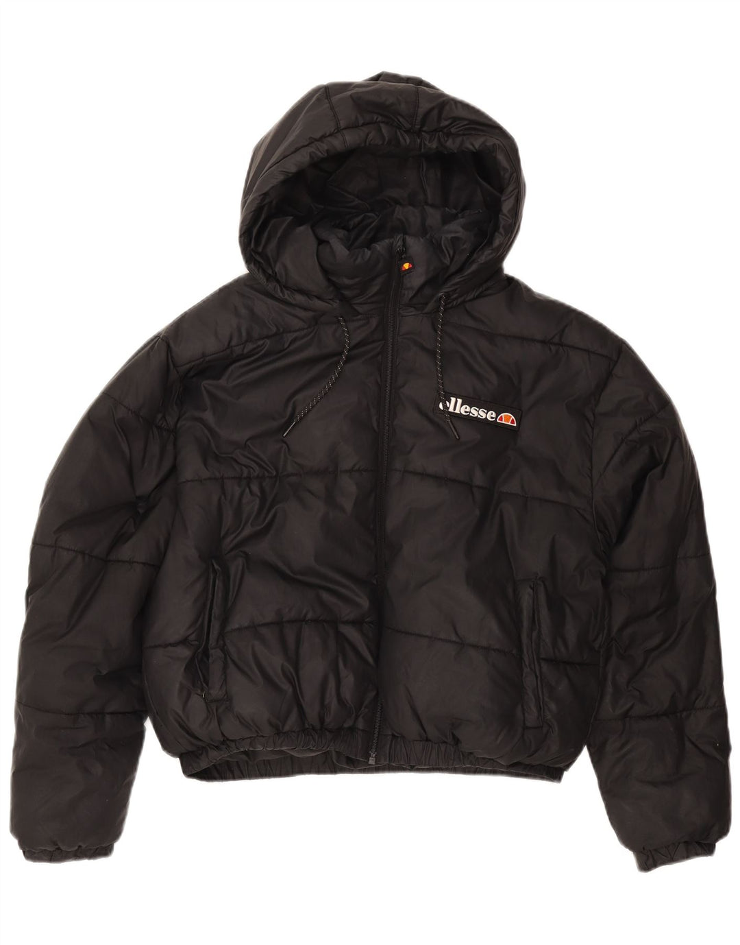 ELLESSE Damen Übergroße, gepolsterte Kapuzenjacke UK 12 Mittelschwarzes Polyester
