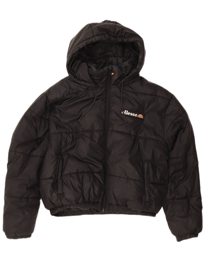 ELLESSE Damen Übergroße, gepolsterte Kapuzenjacke UK 12 Mittelschwarzes Polyester