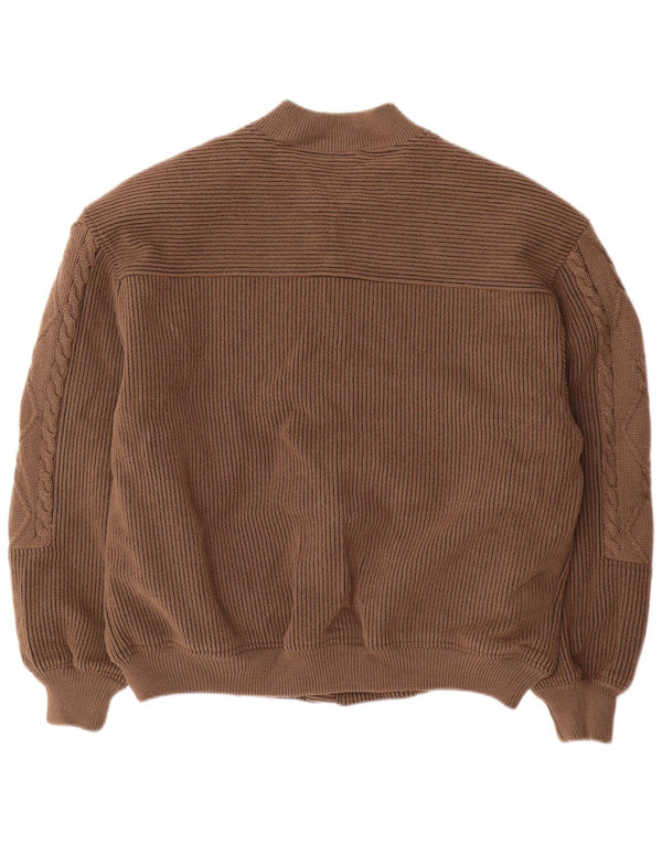 UMBERTO VALLATI Herren Strick-Bomberjacke IT 52 XL Braun Geometrisch