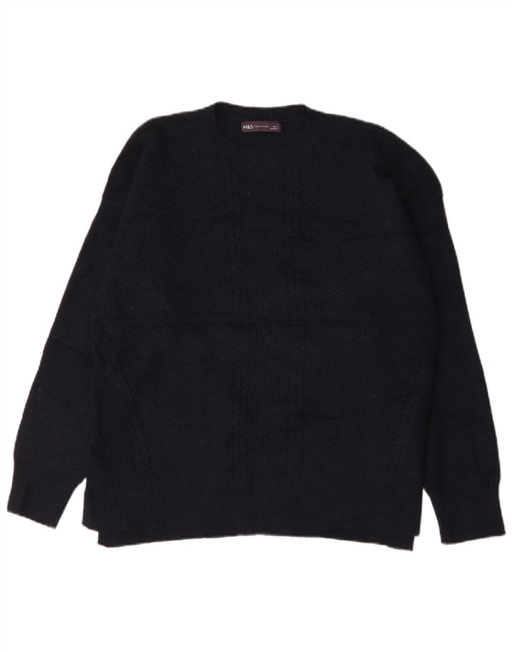 Marks & Spencer Herren-Pullover mit Rundhalsausschnitt, groß, marineblaue Viskose