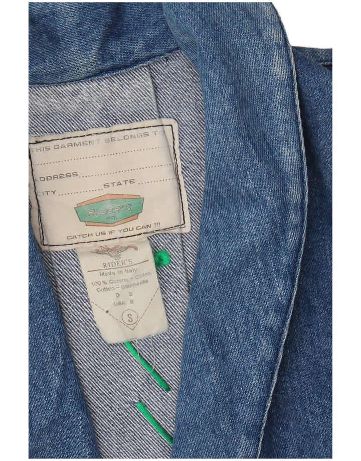 Vintage Damen Crop Jeansjacke UK 10 Kleine blaue Baumwolle