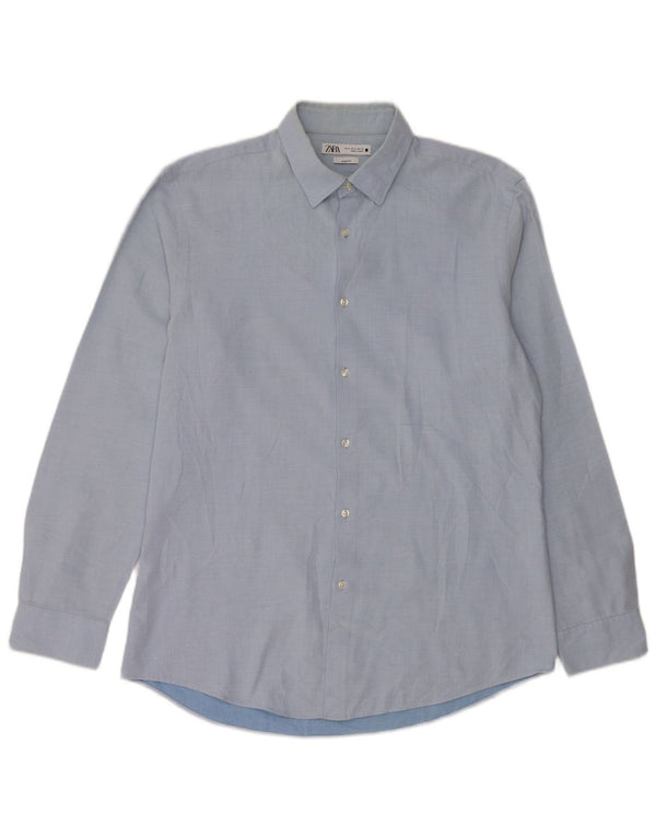 Zara Mens Slim Fit Shirt XL Blue
