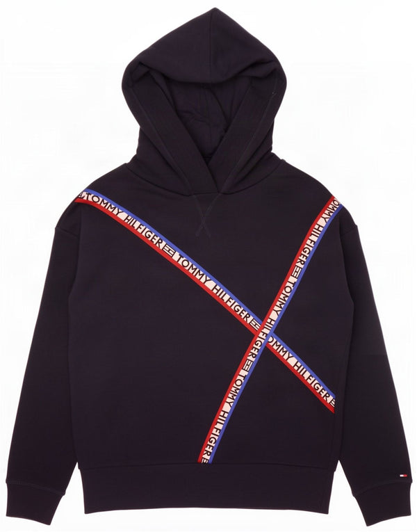 Tommy Hilfiger Damen Kapuzenpullover UK 14 Medium Navy Blue Colourblock