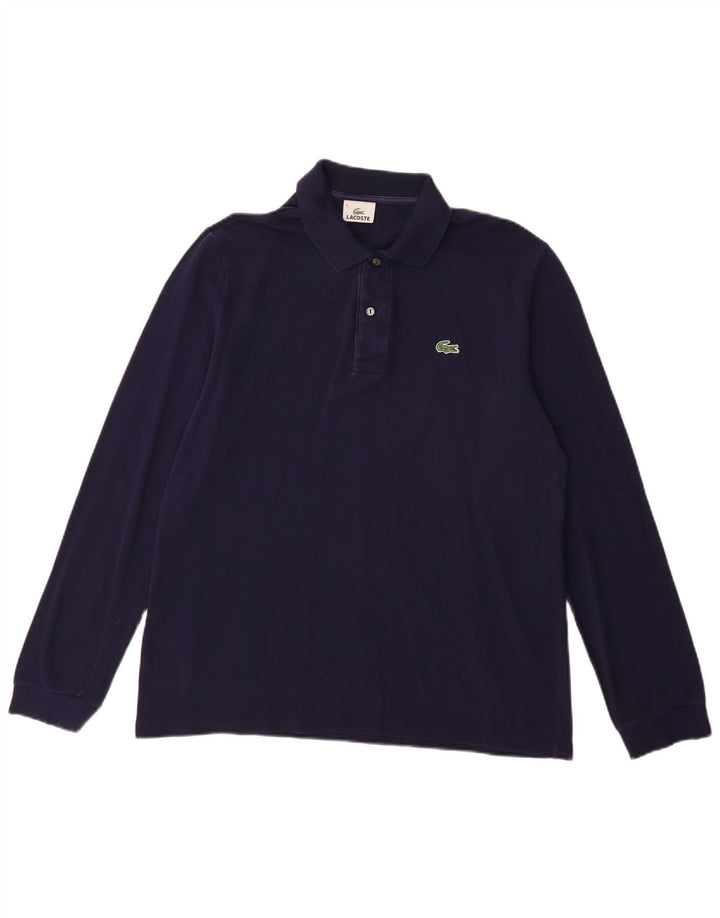 LACOSTE Herren-Langarm-Poloshirt, Größe 4, mittelgroß, marineblau, Baumwolle