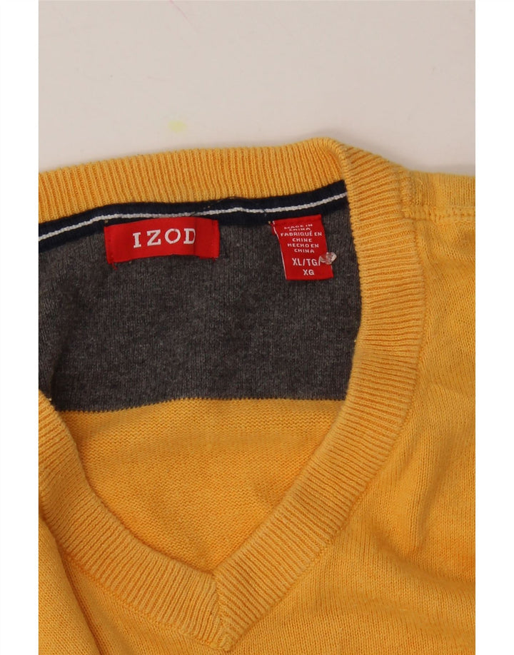 IZOD Mens V-Neck Jumper Sweater XL Yellow Cotton Vintage Izod and Second-Hand Izod from Messina Hembry 