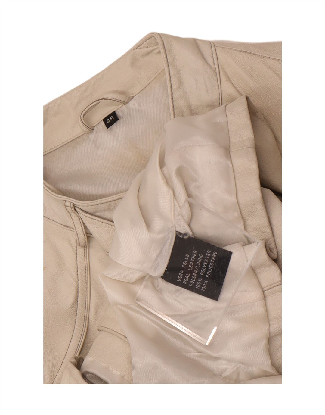 Vintage Damen Leder Racer Jacke IT 46 Großes weißes Leder
