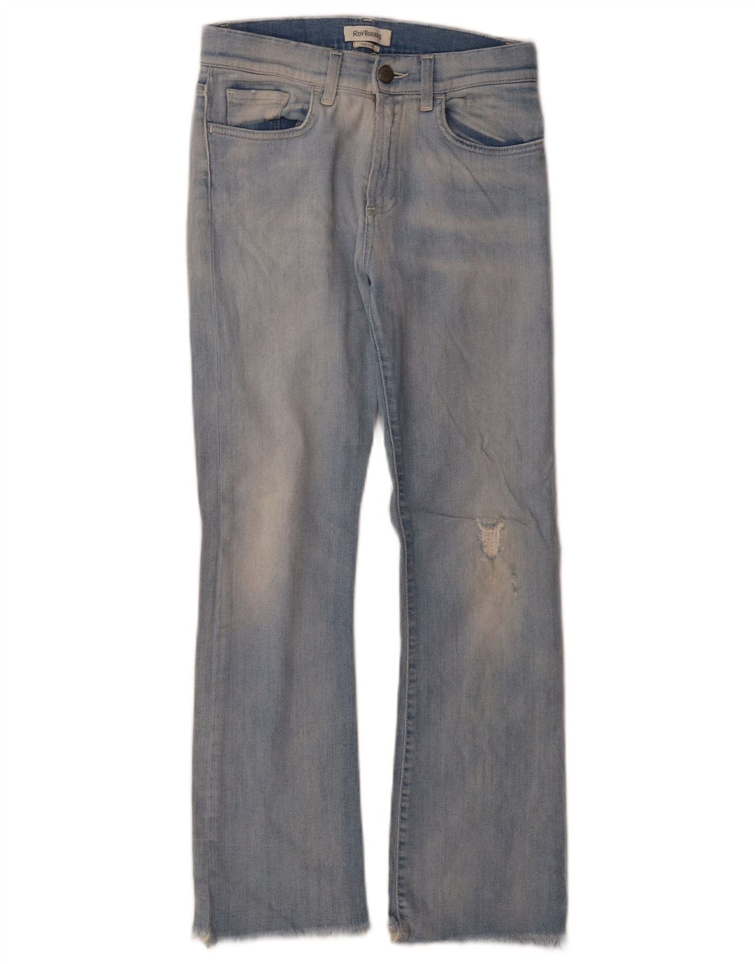Roy Rogers Damen Distressed Bootcut Jeans W25 L28 Blaue Baumwolle