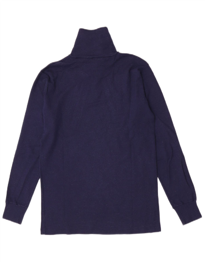 Vintage Herren-Oberteil mit Reißverschluss, langärmlig, klein, marineblaue Wolle