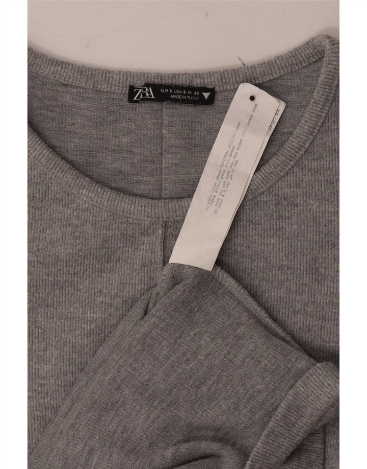 Zara Damen T-Shirt-Kleid UK 8 Small Grau Polyester