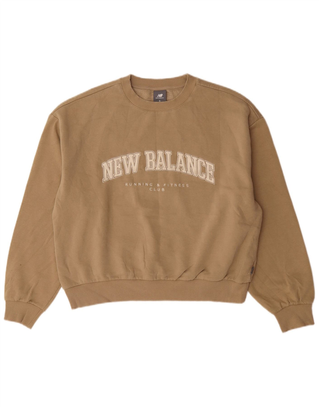 New Balance Damen-Sweatshirt mit Grafik-Übergröße, Gr. 10, Größe S, Beige