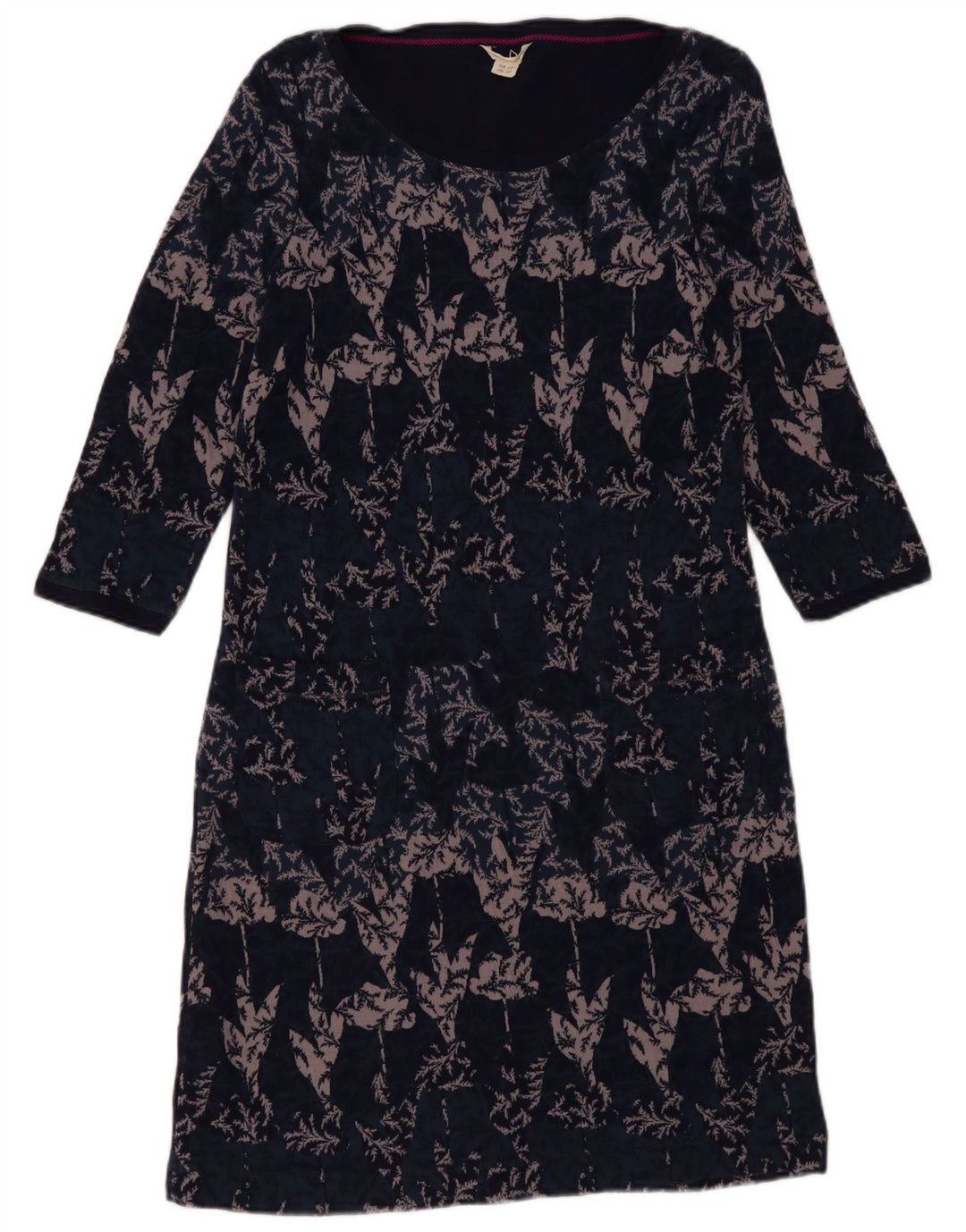 White Stuff Damen-Basic-Kleid mit 3/4-Ärmeln, Größe M, Marineblau, Blumenmuster