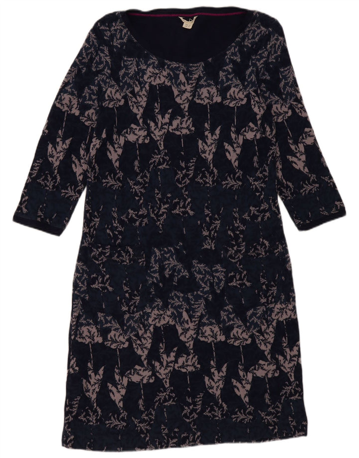 White Stuff Damen-Basic-Kleid mit 3/4-Ärmeln, Größe M, Marineblau, Blumenmuster