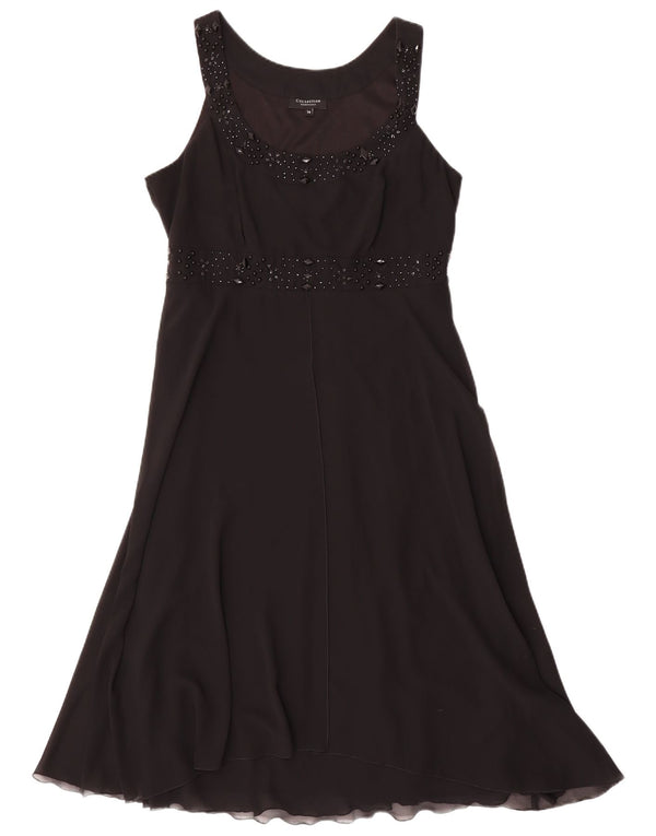 Debenhams Damen Ärmelloses A-Linien-Kleid UK 14 Medium Schwarz Polyester