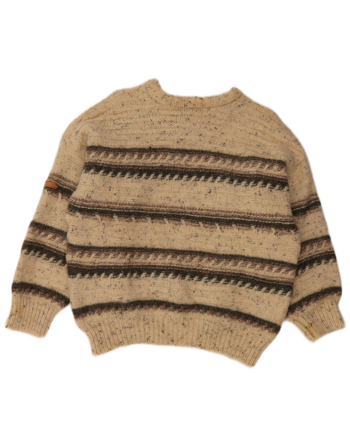 SERGIO TACCHINI Damen-Pullover mit Rundhalsausschnitt, UK 16, Größe L, beige gestreift