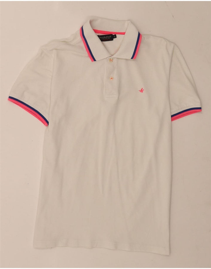 Brooksfield Herren-Poloshirt mit schmaler Passform, IT 50, Mittelweiß, Farbblock
