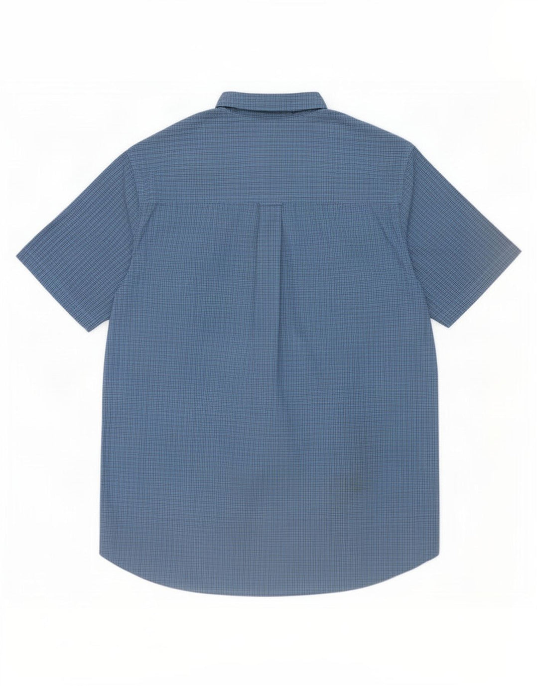 Chaps Herren-Kurzarmhemd XL aus blauer Gingham-Baumwolle