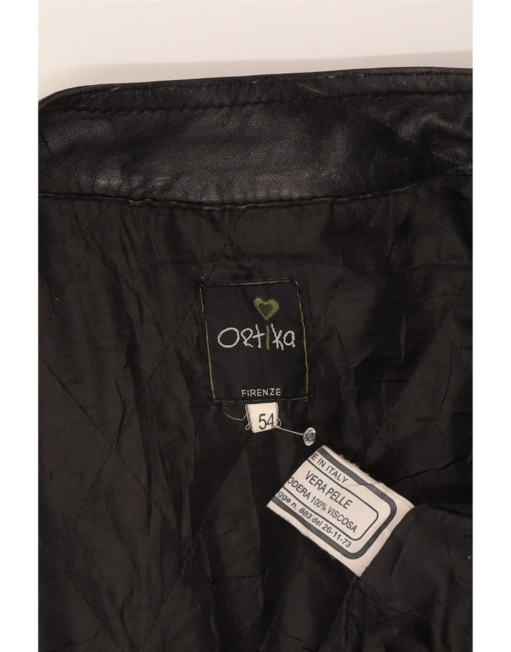 Vintage Herren Leder Racer Jacke IT 54 2XL Schwarz