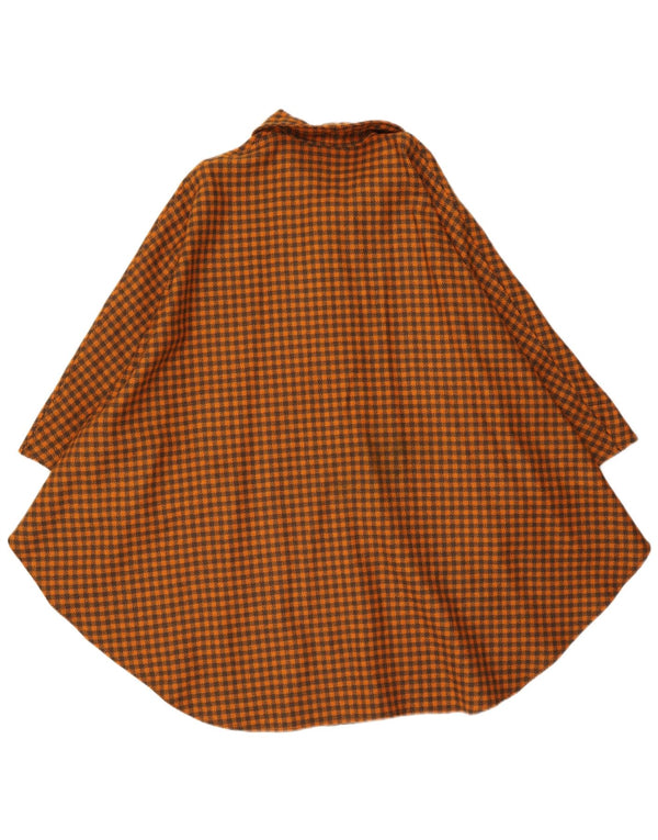 Vintage Damen Cape Mantel One Size Orange Houndstooth
