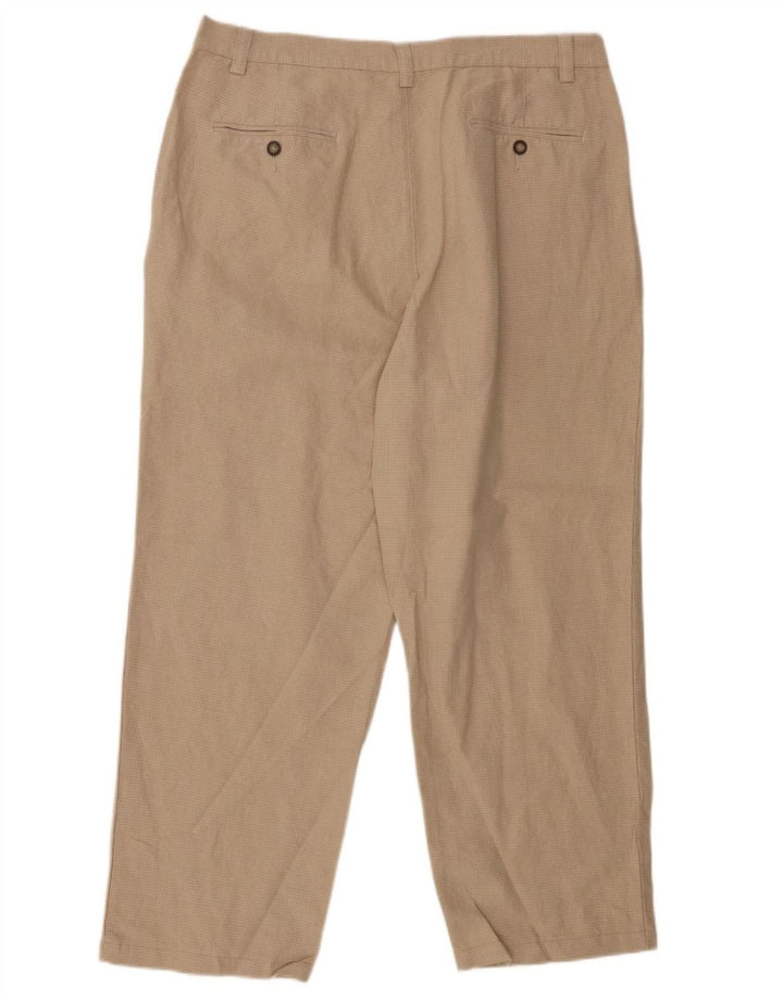 EDDIE BAUER Herren-Chinohose mit Pegged, W36, L30, Beige Hahnentritt-Leinen