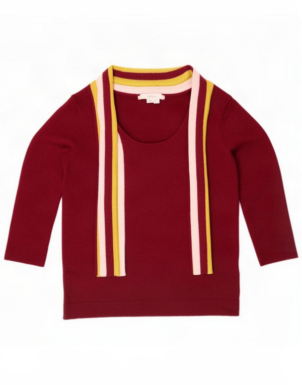 Boden Damen-Pullover mit U-Boot-Ausschnitt, UK 10, klein, Burgunderrot gestreift