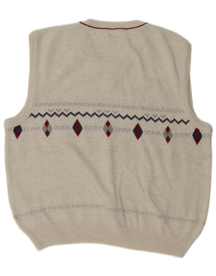 Canda Herren-Tanktop, groß, Beige, Argyle-/Diamant-Baumwolle