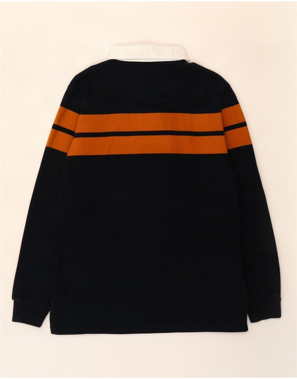 Marks & Spencer Mens Long Sleeve Rugby Polo Shirt XL Navy Blue Striped