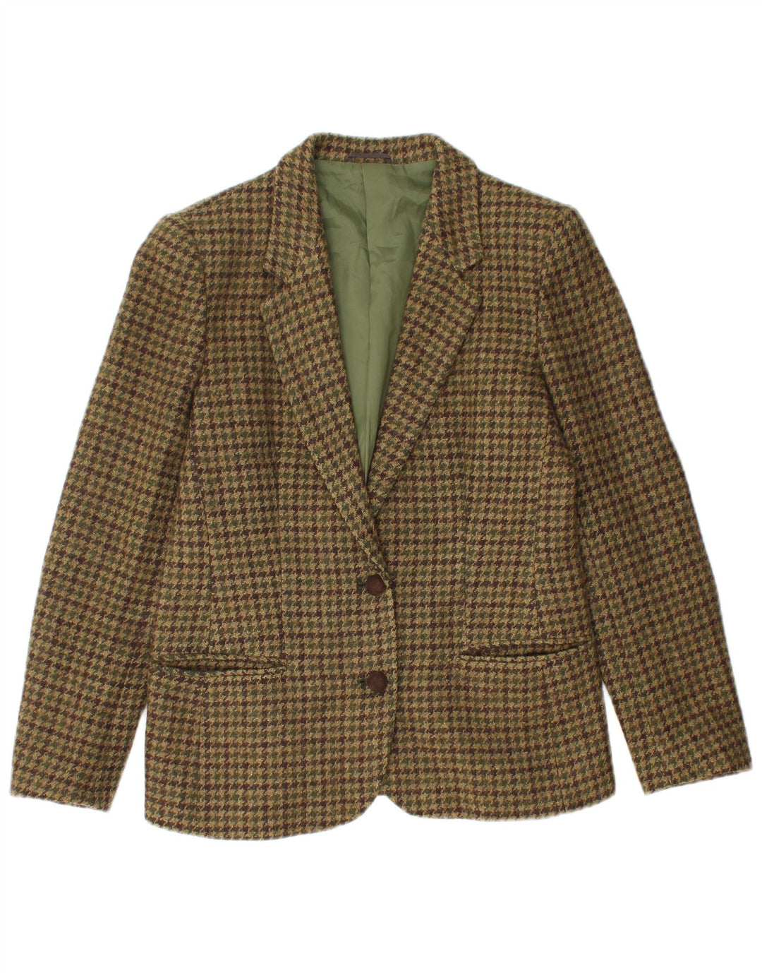 Tris Damen-Blazer mit 2 Knöpfen, UK 12, mittlerer Khaki-Hahnentrittmuster