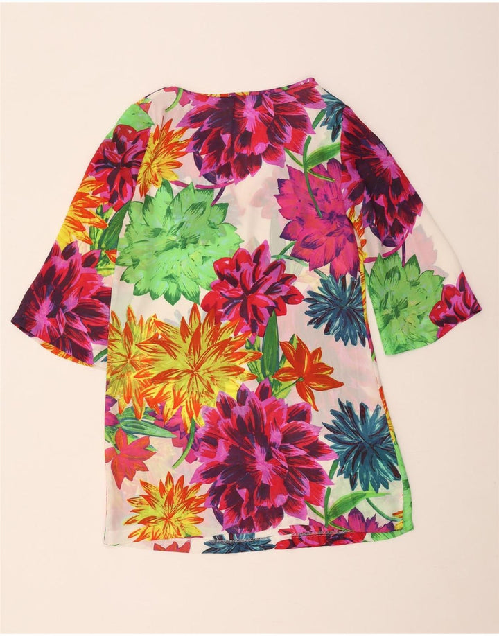 Durchsichtiges Tunika-Oberteil für Damen von Zara, UK 10, Größe S, mehrfarbig, mit Blumenmuster