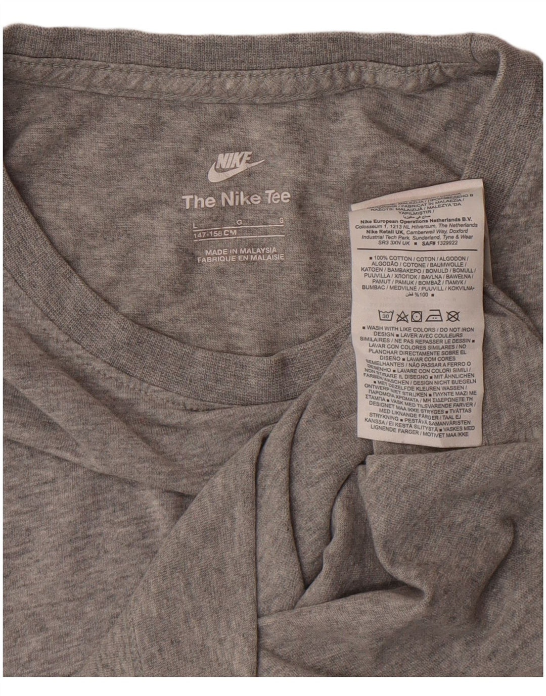 Nike T-Shirt für Jungen, 12–13 Jahre, groß, grau gefleckte Baumwolle