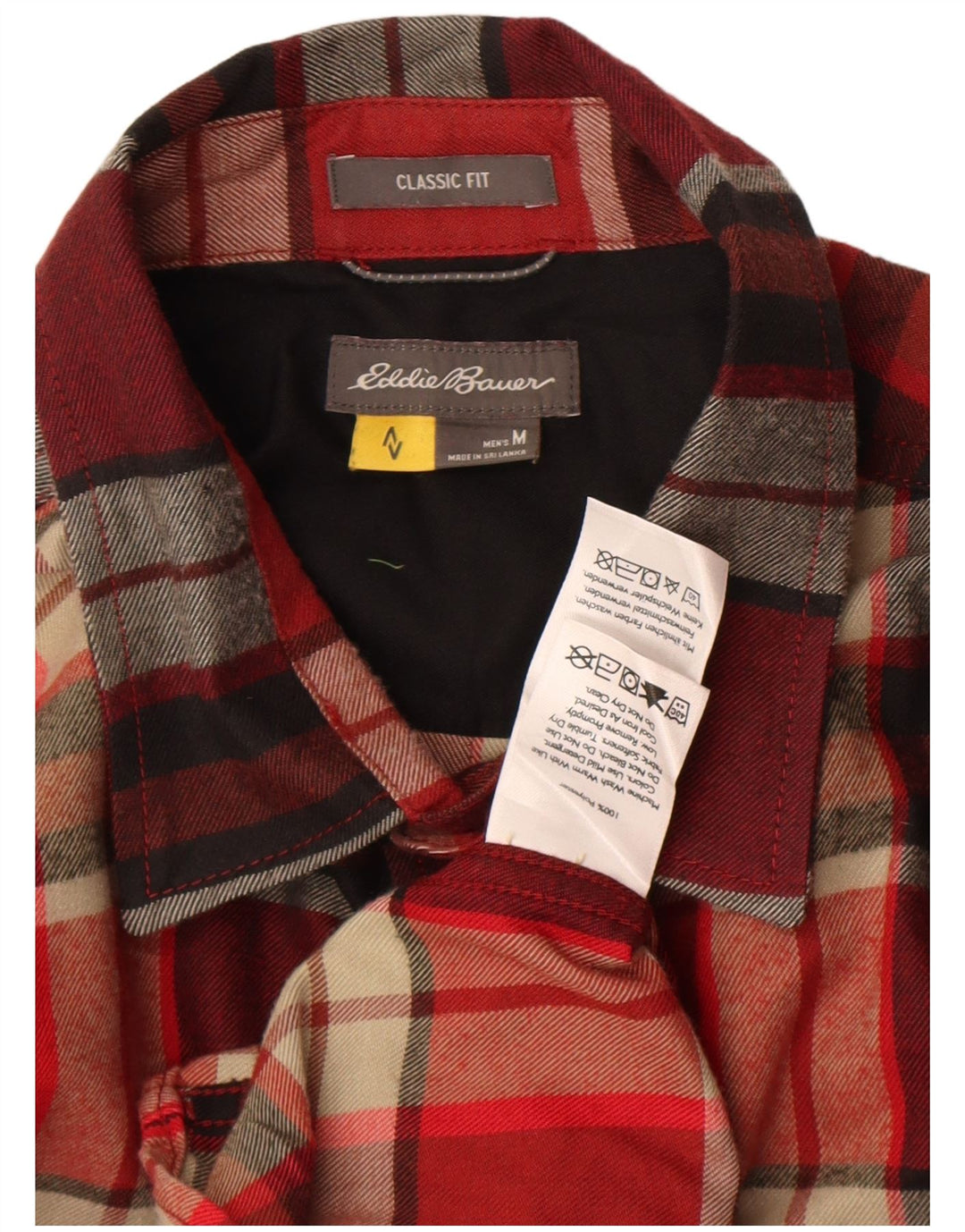 Eddie Bauer Herren kariertes Flanellhemd mit klassischer Passform, Mittelrot kariert