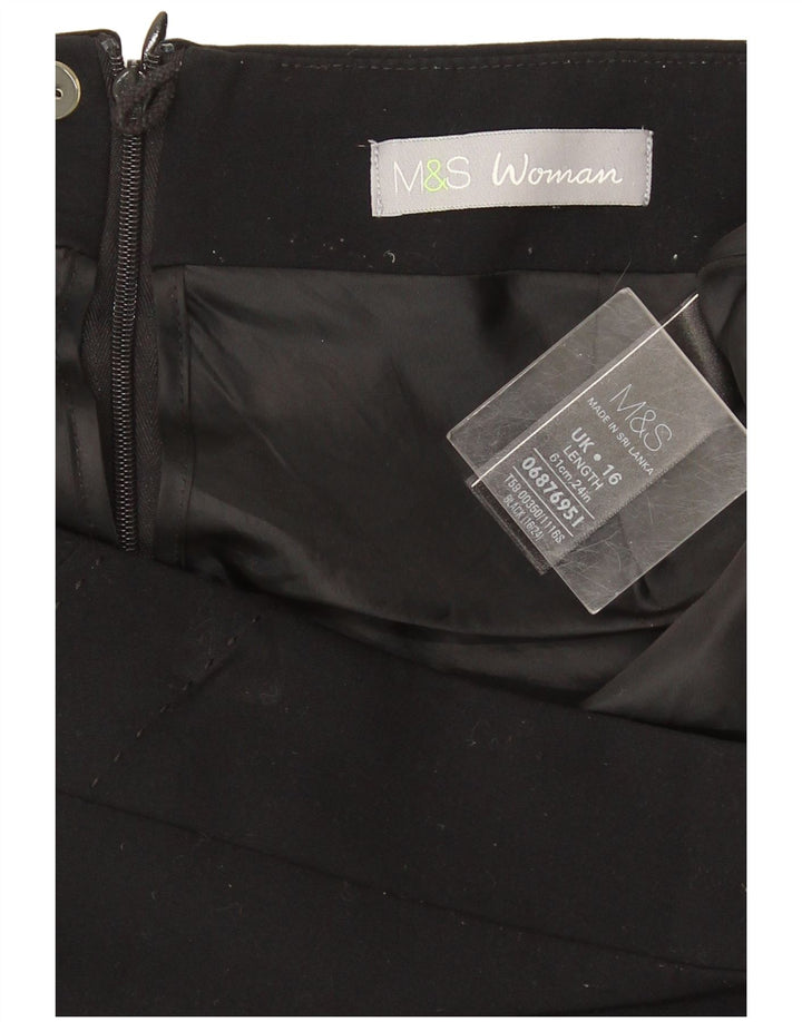 Marks & Spencer Damen Bleistiftrock UK 16 Large W36 Schwarz Polyester