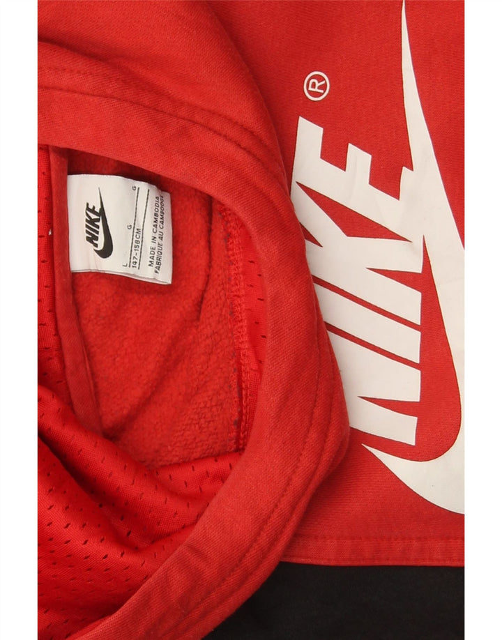 Nike Jungen-Pullover mit grafischem Kapuzenpullover, 11–12 Jahre, Größe L, Rot, Farbblock