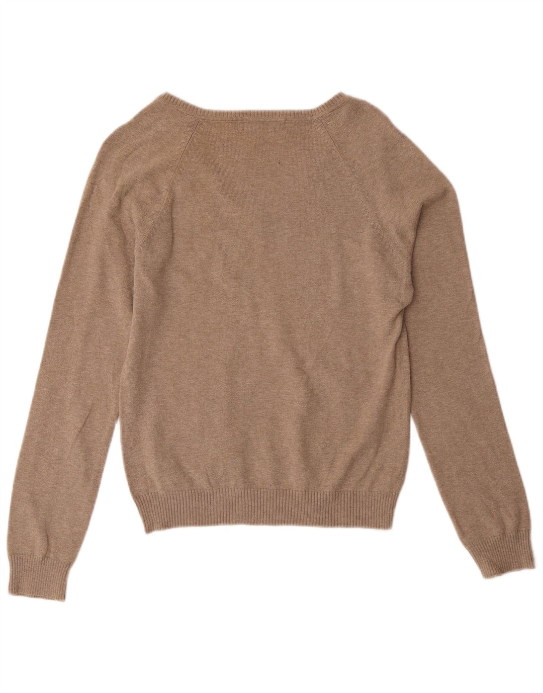 Zara Damen-Pullover mit V-Ausschnitt, UK-Größe 44, Größe L, braun, Baumwolle