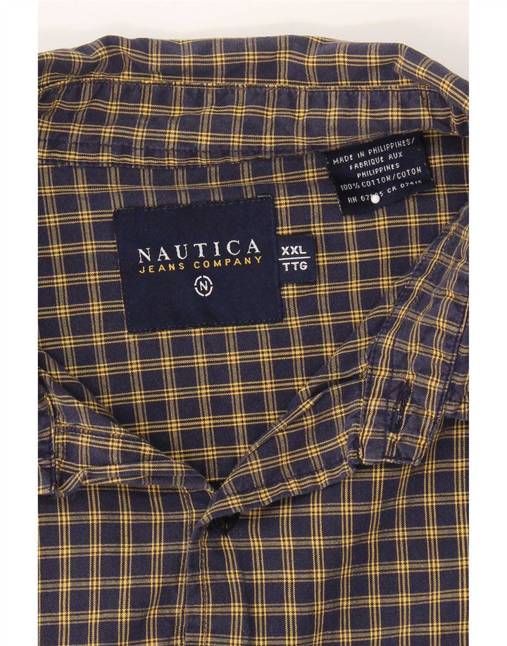 Nautica Herrenhemd 2XL Marineblau kariert Baumwolle