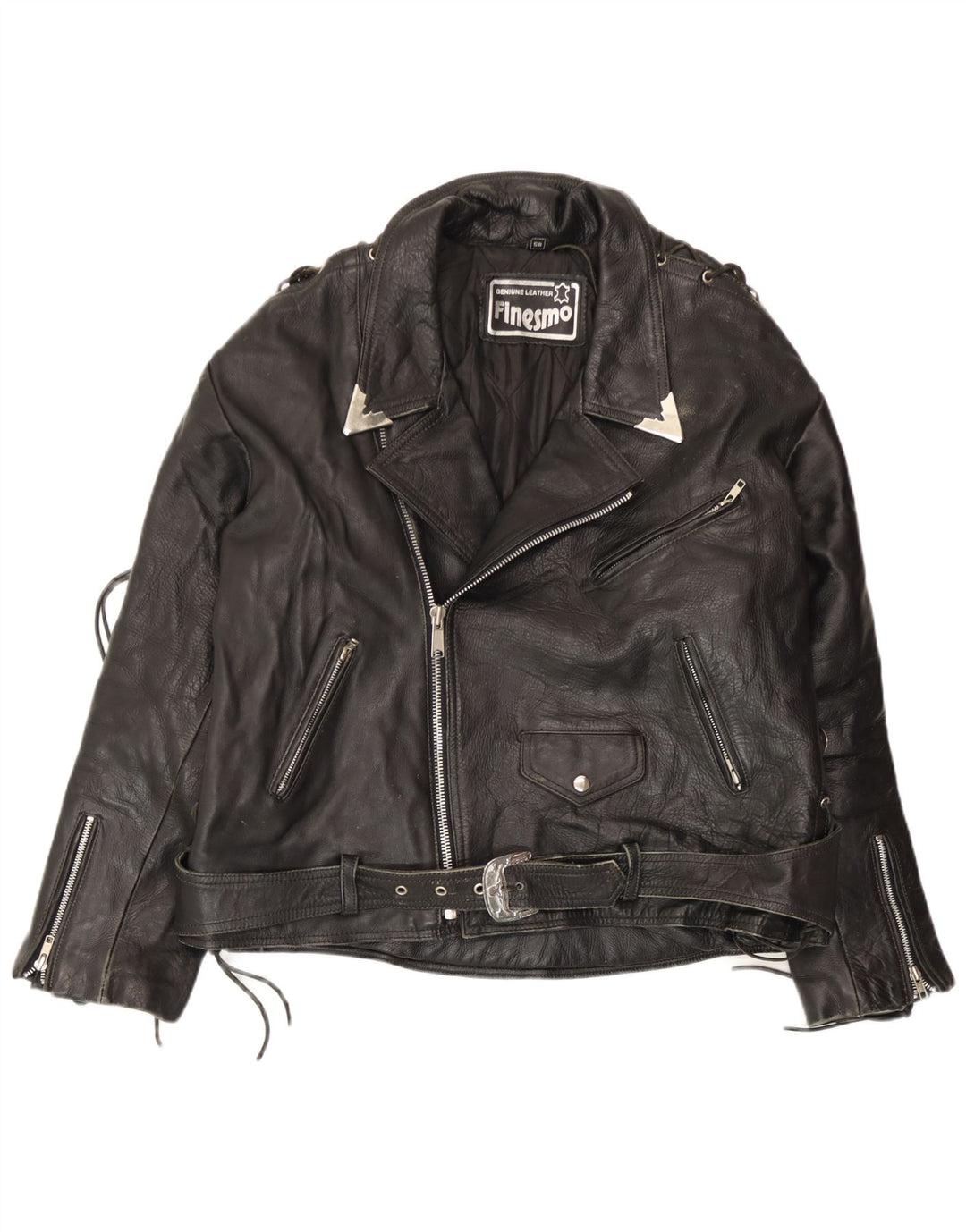 Vintage Herren Leder Bikerjacke Großes schwarzes Leder