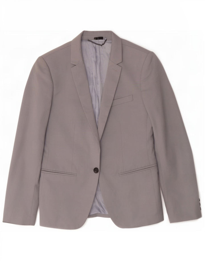 Topshop Damen-Blazer mit 1 Knopf, Gr. 8, Grau, Polyester