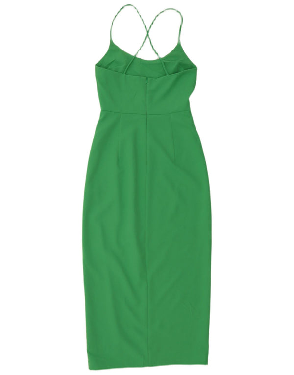 Zara Damen Neckholder-Bodycon-Kleid UK 4 XS Grün Polyester