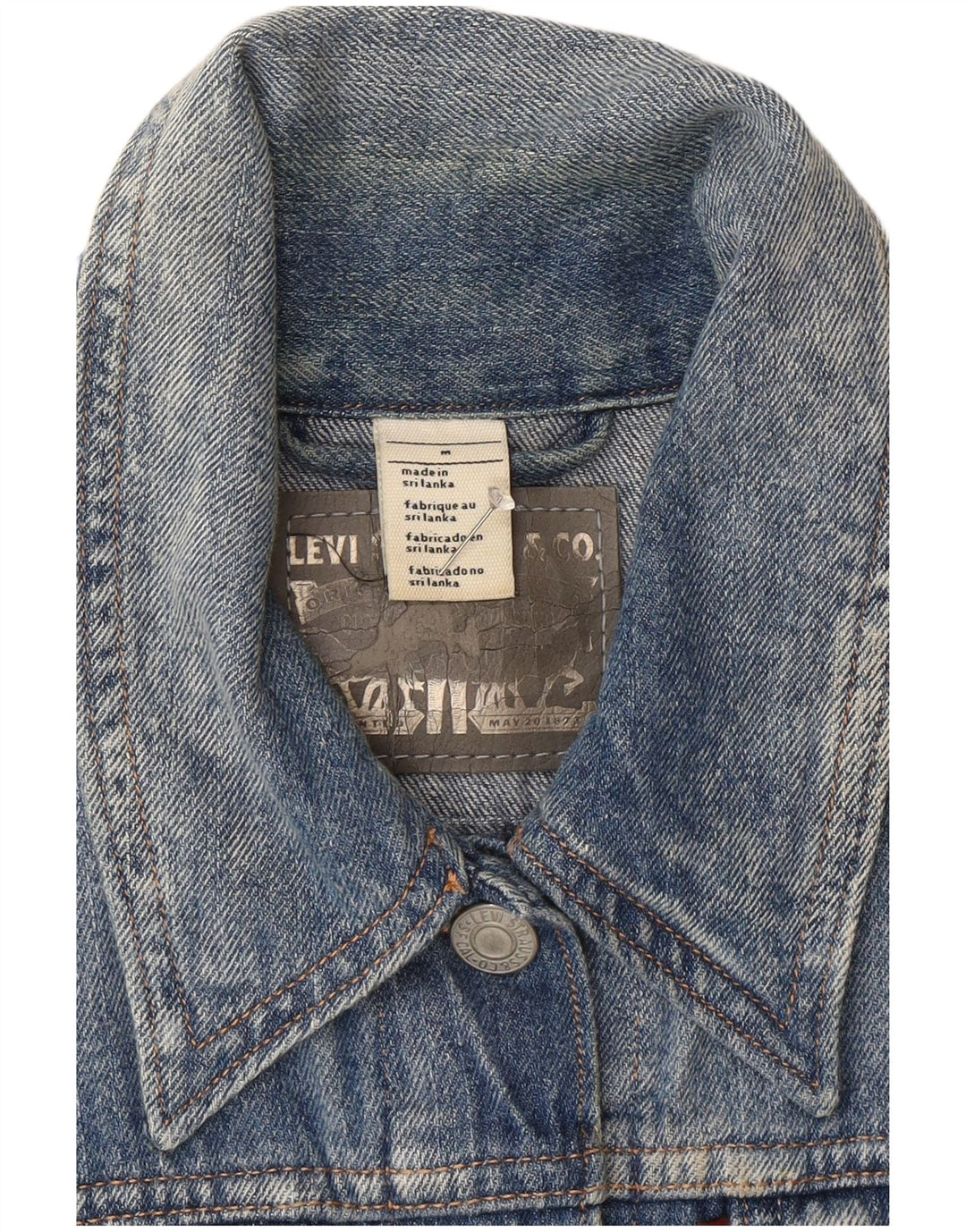 Levi's Damen Crop Denim Gilet UK 12 Mittelblaue Baumwolle