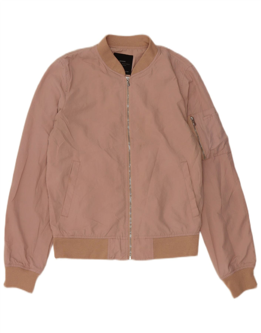 Zara Damen Übergroße Bomberjacke UK 6 XS Rosa Polyester