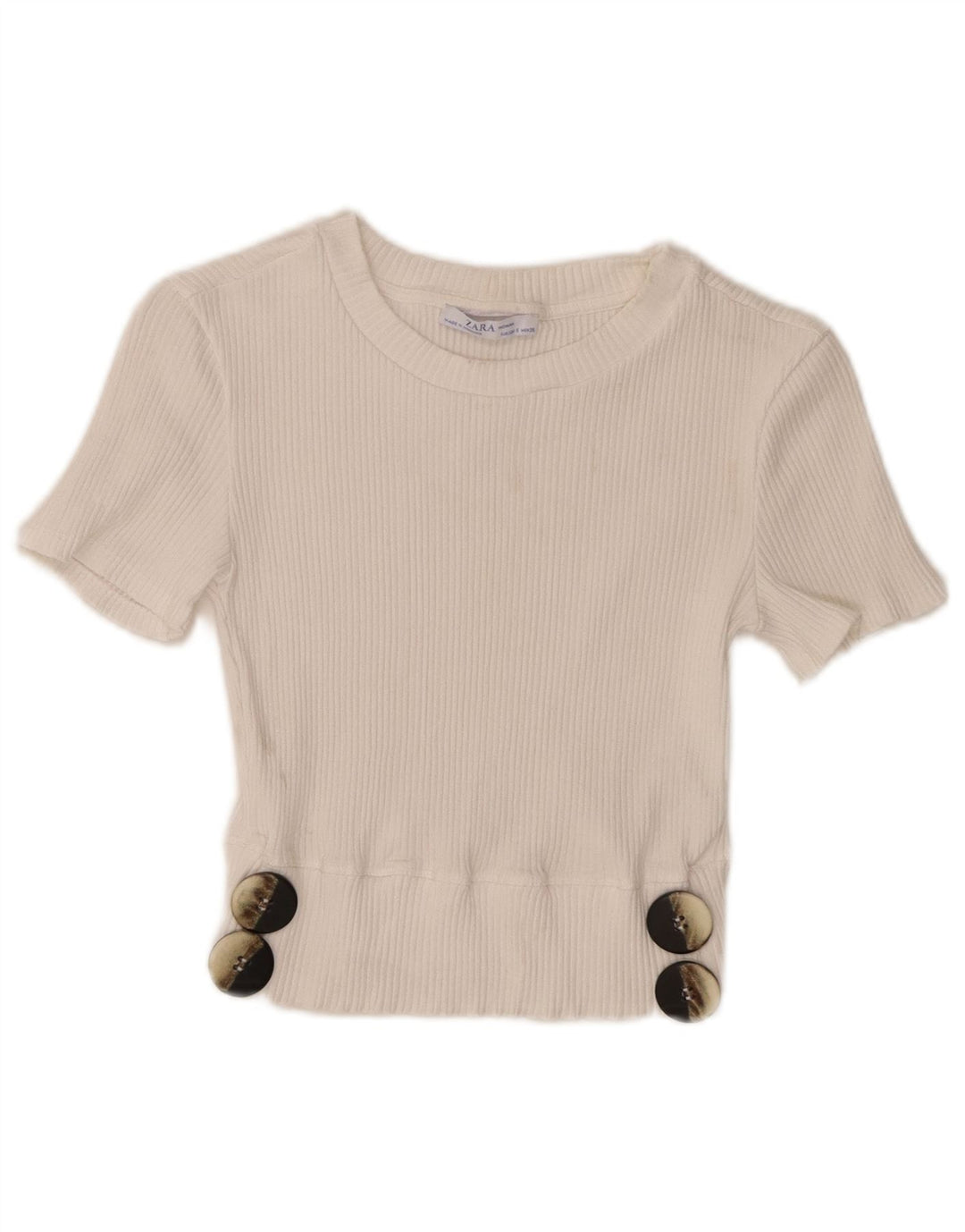 Zara Damen Crop Bluse Top UK 8 Small Weiße Viskose
