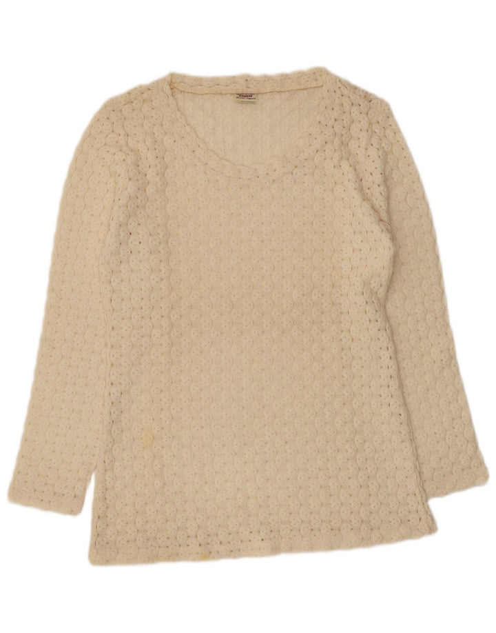 Sisley Damen Relaxed Elegance V-Ausschnitt Pullover Pullover UK 12 Medium Off White