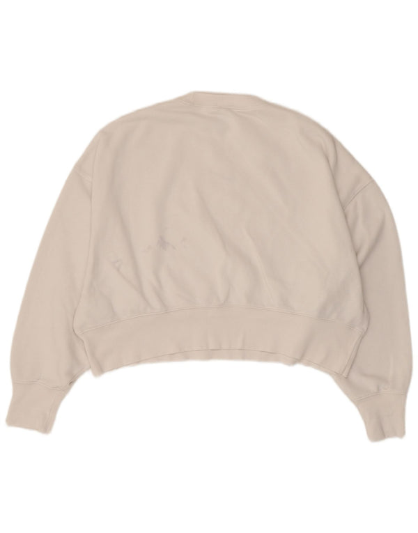 Nike Damen Crop Oversized Sweatshirt Pullover UK 6 XS Weiße Baumwolle