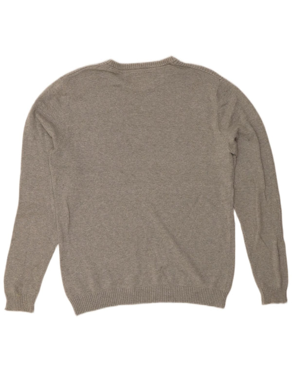 JACK & JONES Mens Crew Neck Jumper Sweater Medium Grey Cotton