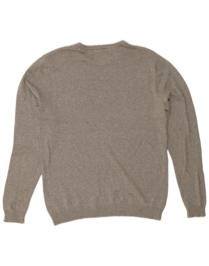 JACK & JONES Herren-Pullover mit Rundhalsausschnitt, mittelgraue Baumwolle