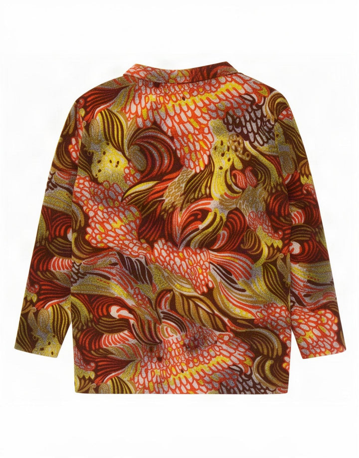 Vintage Damen Top mit abstraktem Muster, langärmelig, UK 14, mittelmehrfarbig