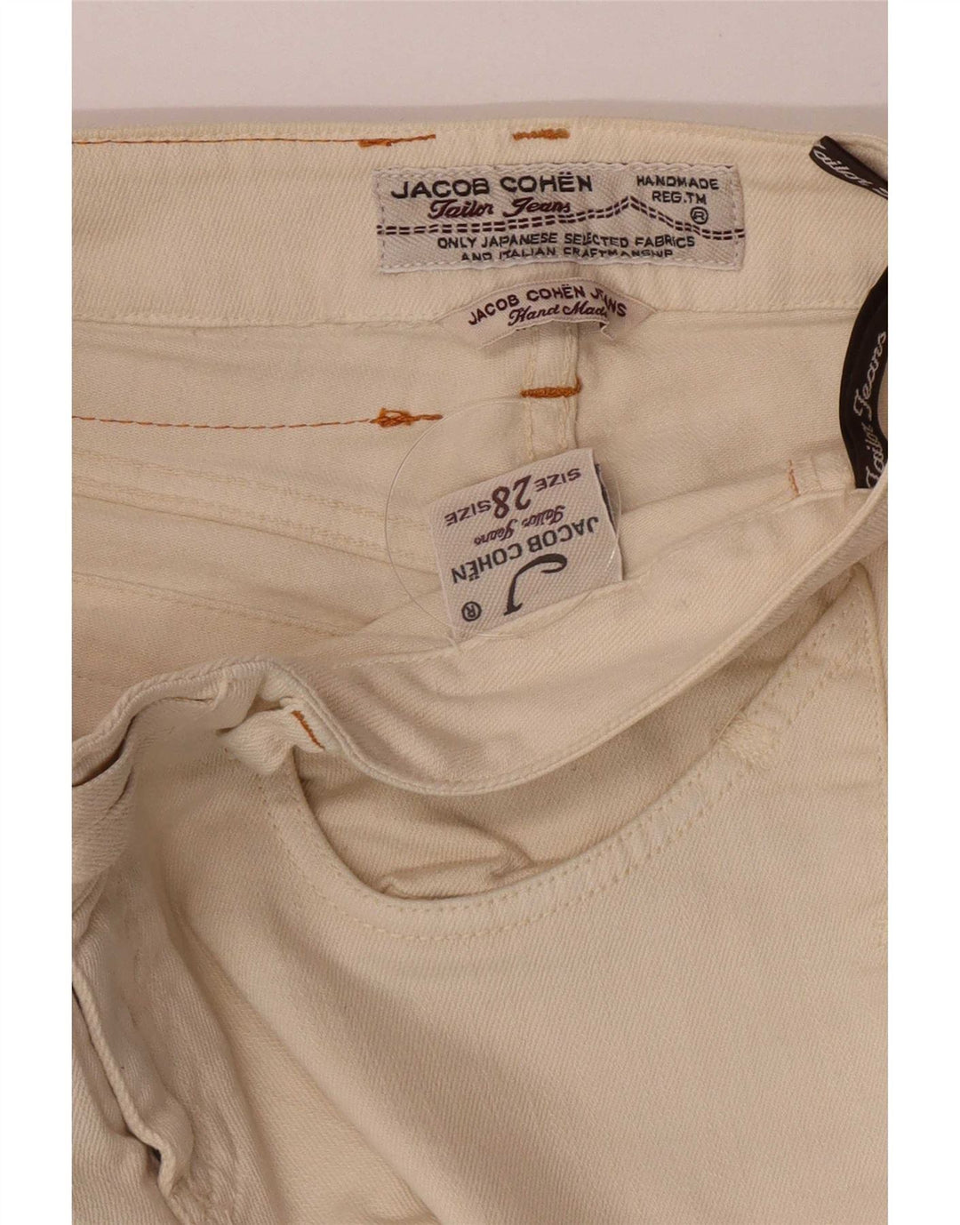 Jacob Cohen Damen Slim Jeans W28 L30 Beige Baumwolle