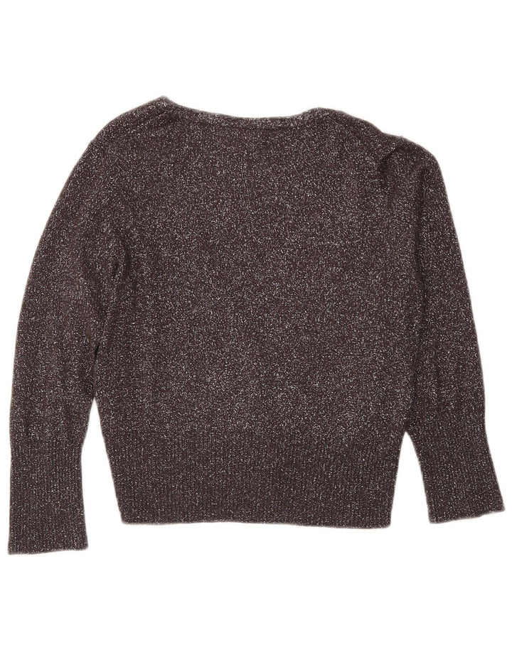 Oasis Damen Crop Cardigan Pullover UK 12 Mittelgrau gefleckte Viskose