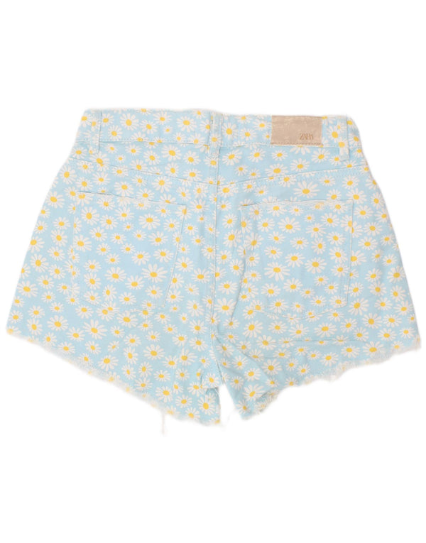Zara Mädchen-Jeansshorts, 13–14 Jahre, W28, blau geblümt