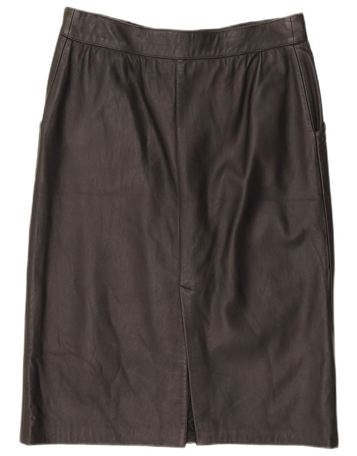 Vintage Damen Lederrock W33 Groß Schwarz